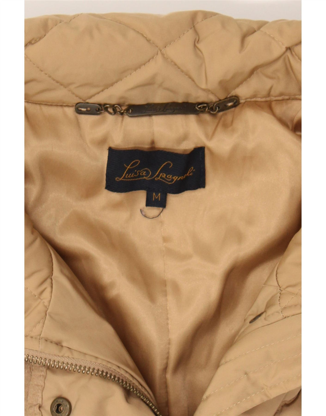 LUISA SPAGNOLI Womens Quilted Jacket UK 14 Medium Beige Polyester Vintage Luisa Spagnoli and Second-Hand Luisa Spagnoli from Messina Hembry 