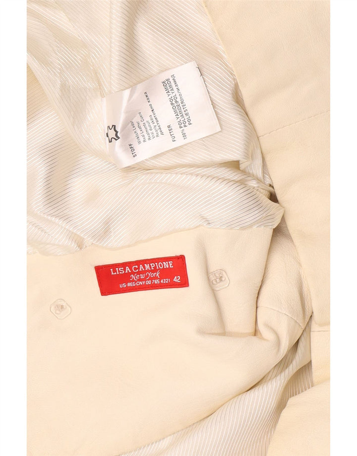 Vintage mujer crop chaqueta de doble pecho EU 42 grande de blanco