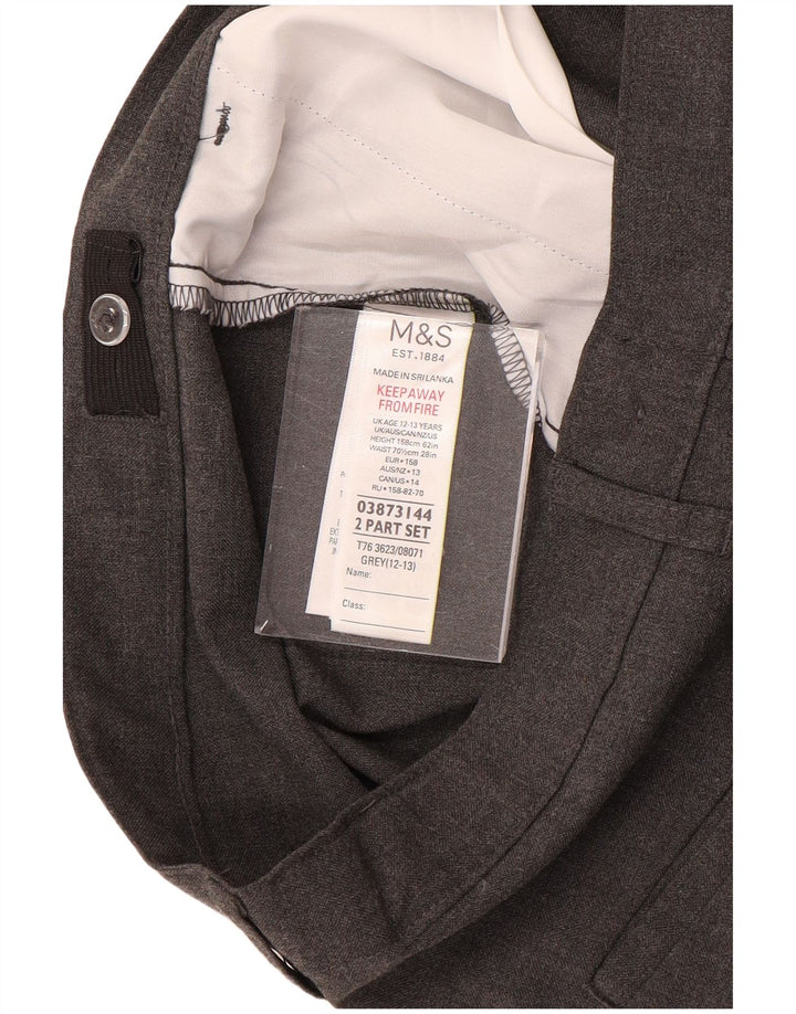 Marks & Spencer Boys Suit Trousers 12-13 Years W28 L28 Grey Polyester