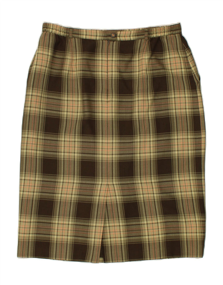 FRANKENWALDER Womens Pencil Skirt IT 46 Large W36 Brown Plaid Polyester Vintage Frankenwalder and Second-Hand Frankenwalder from Messina Hembry 