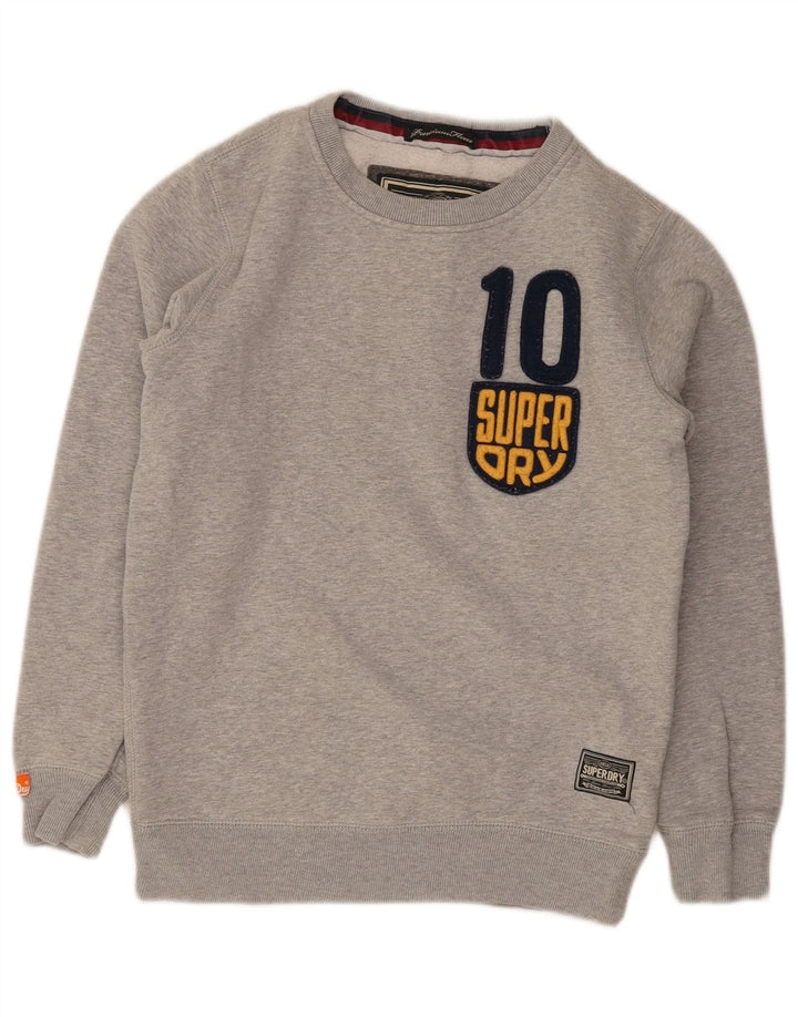 Superdry Mens Graphic Sweatshirt Jumper Small Grey Flecked Cotton