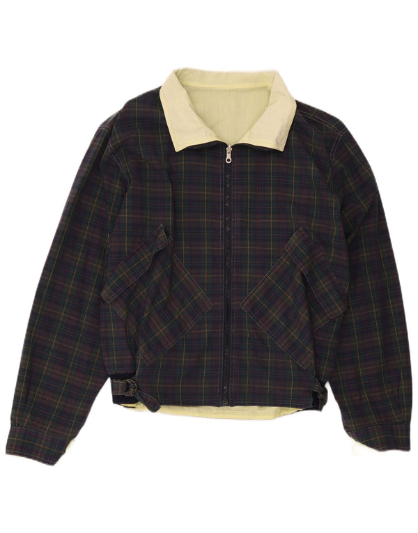 Giubbotto bomber vintage da uomo UK 36 piccolo check blu navy