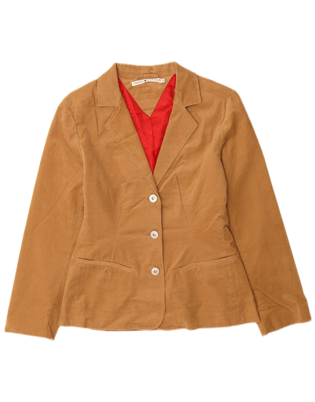 Tommy Hilfiger Womens 3 Button Corduroy Blazer Jacket US 10 Large Beige