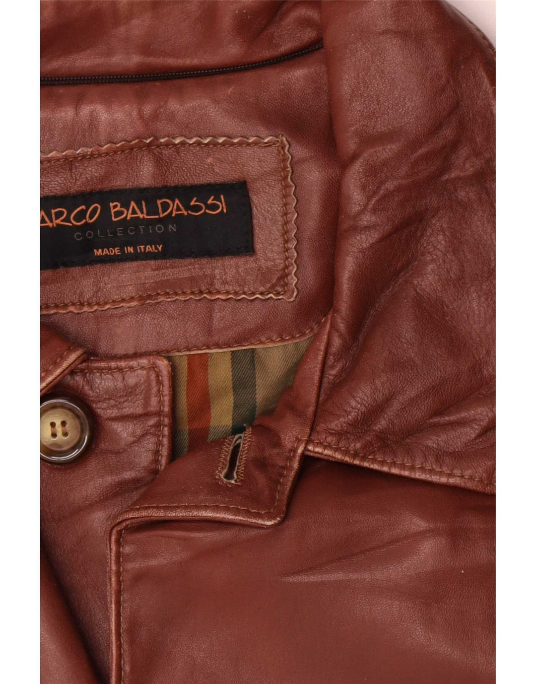 Marco Baldassari Mens Leather Coat UK 42 XL Brown