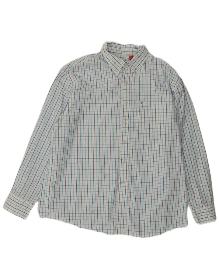 Izod Mens Checked  Shirt XL White Check Cotton