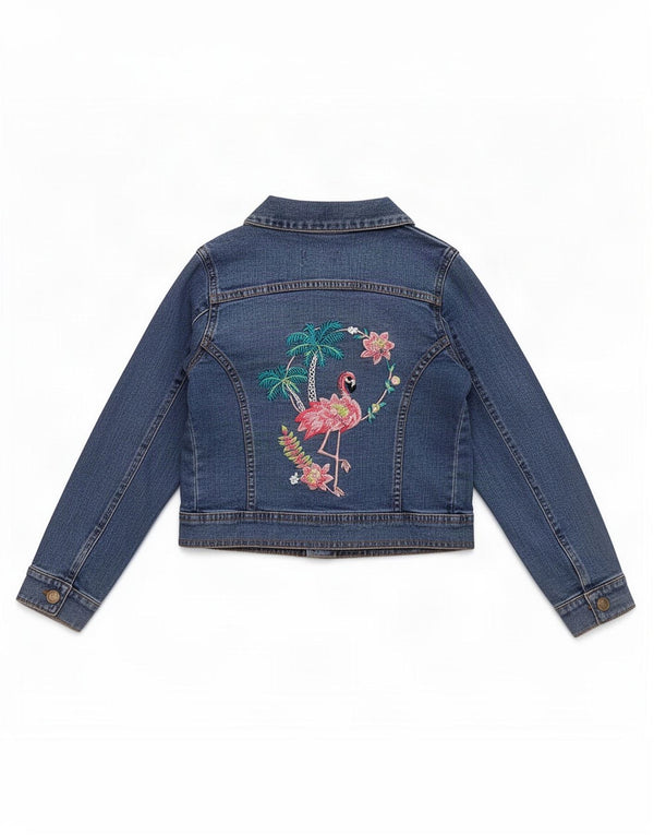 Jaqueta jeans Monsoon para meninas de 7 a 8 anos de algodão floral azul