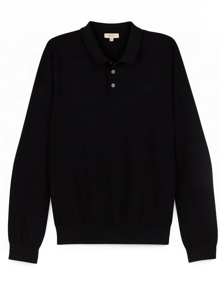 Maglione da uomo Reiss con collo a polo, grande, in lana blu navy