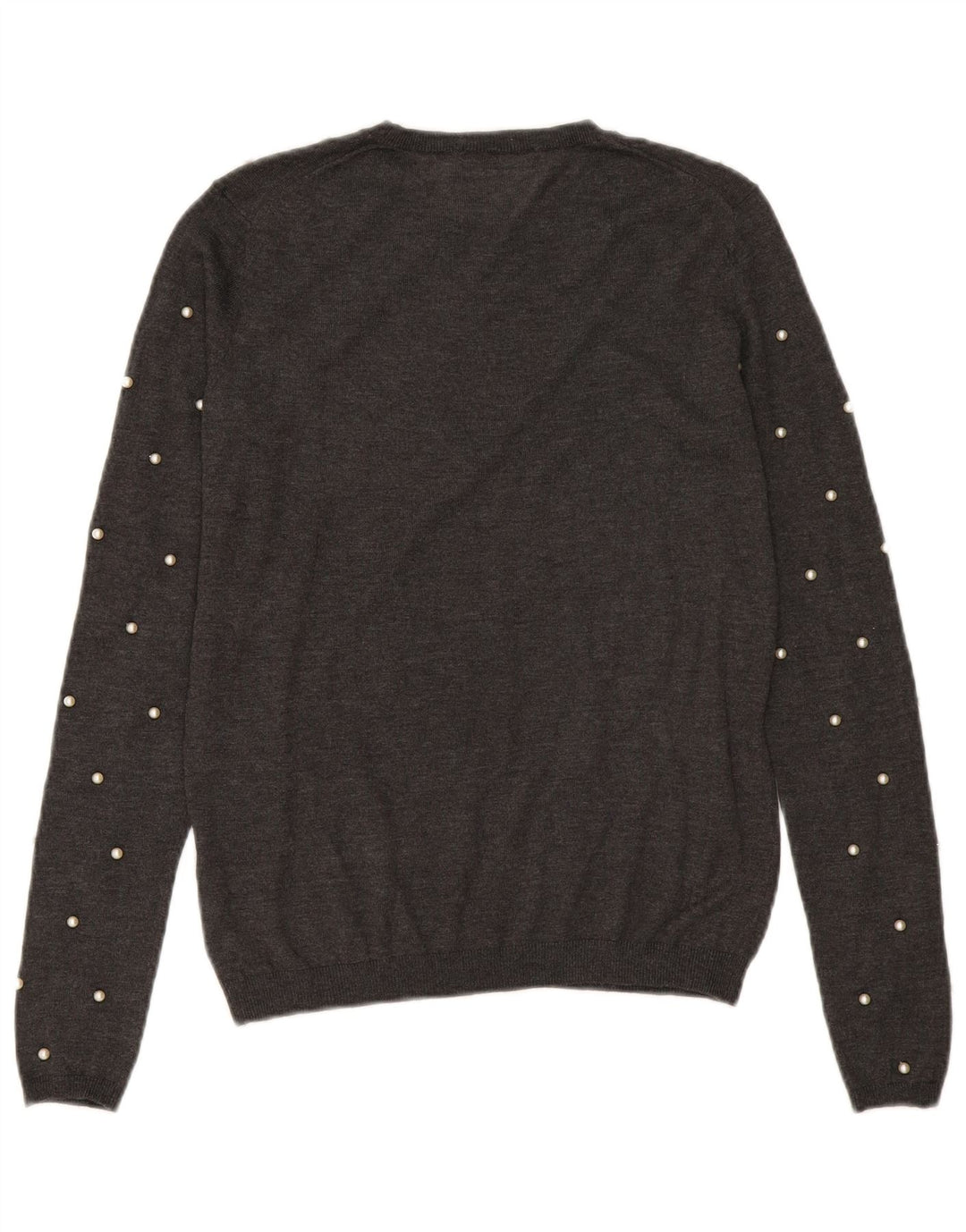 Zara Womens Crew Neck Jumper Sweater UK 10 Small Grey Modal
