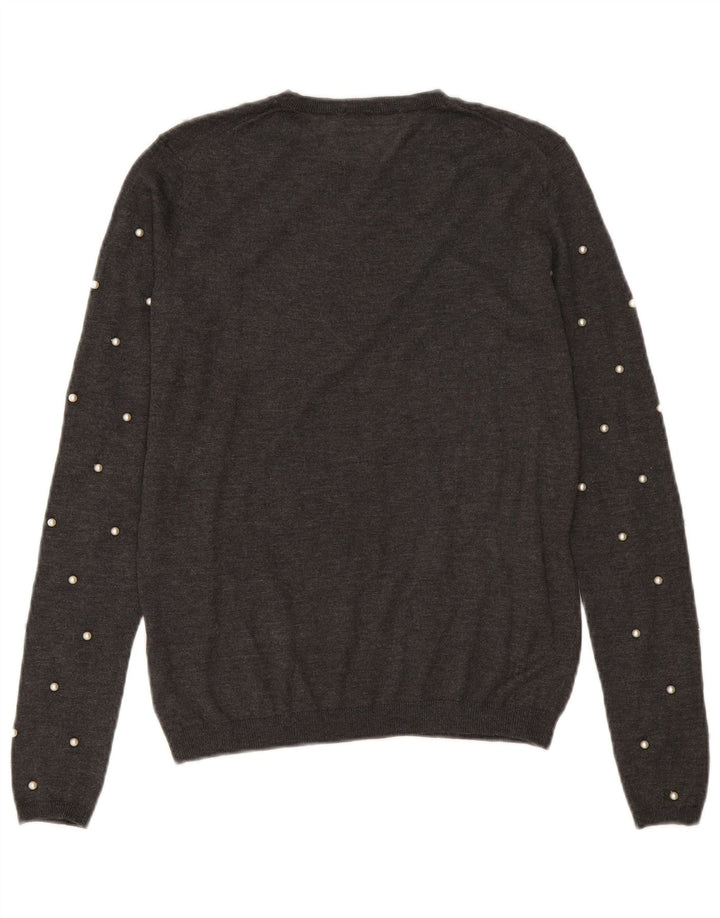 Zara Womens Crew Neck Jumper Sweater UK 10 Small Grey Modal