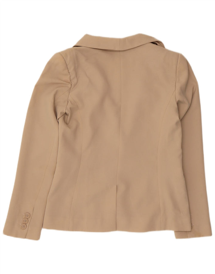 Benetton Womens 1 Button Blazer Jacket UK 12 Medium Beige