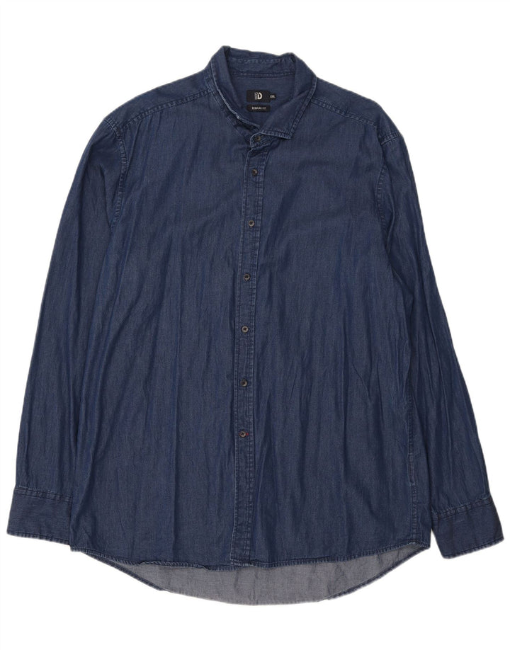 DACK'S Mens Regular Fit Denim Shirt 2XL Navy Blue Cotton