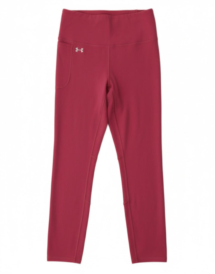 UNDER ARMOUR Womens Crop Leggings UK 10 Small  Pink Polyester