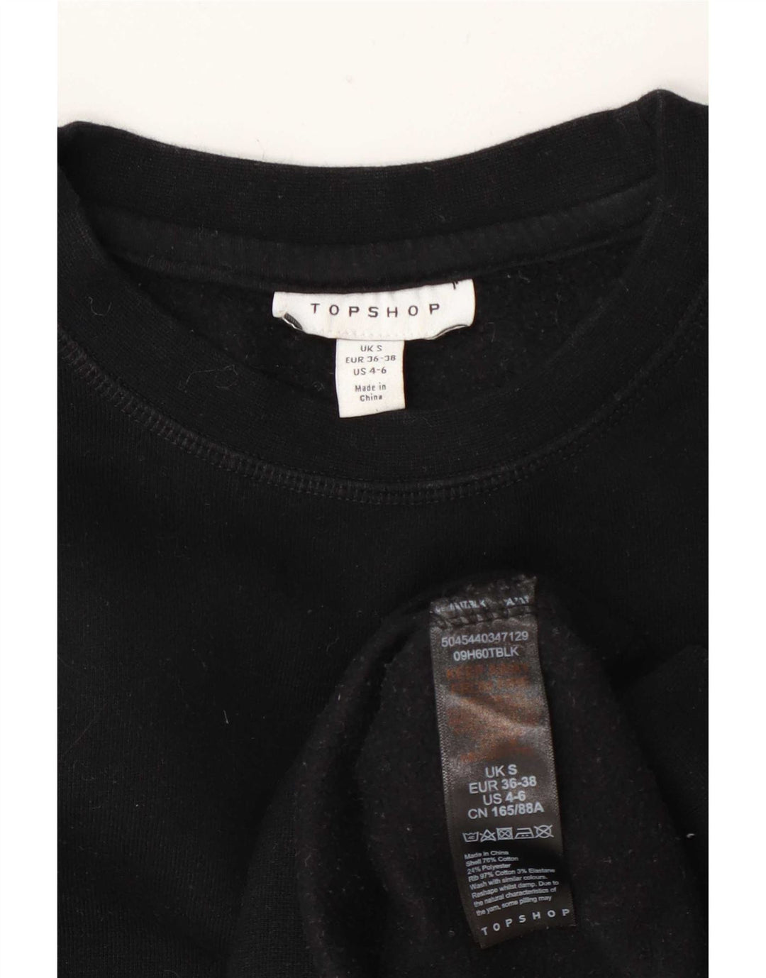 Topshop Womens Oversized Sweatshirt Jumper UK 10 Small Black Cotton