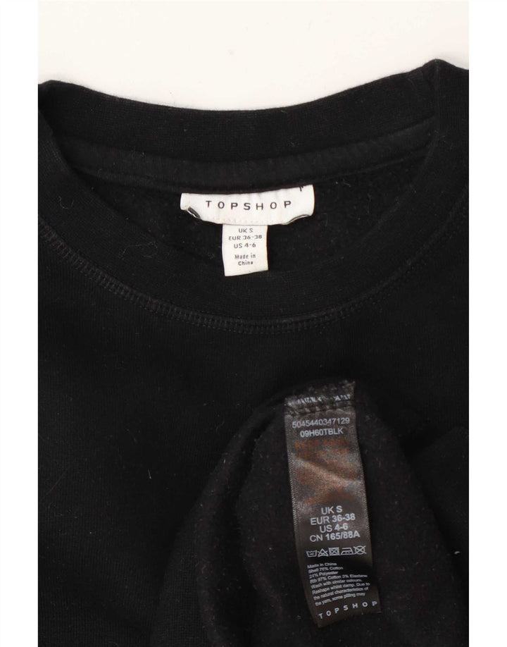 Topshop Womens Oversized Sweatshirt Jumper UK 10 Small Black Cotton