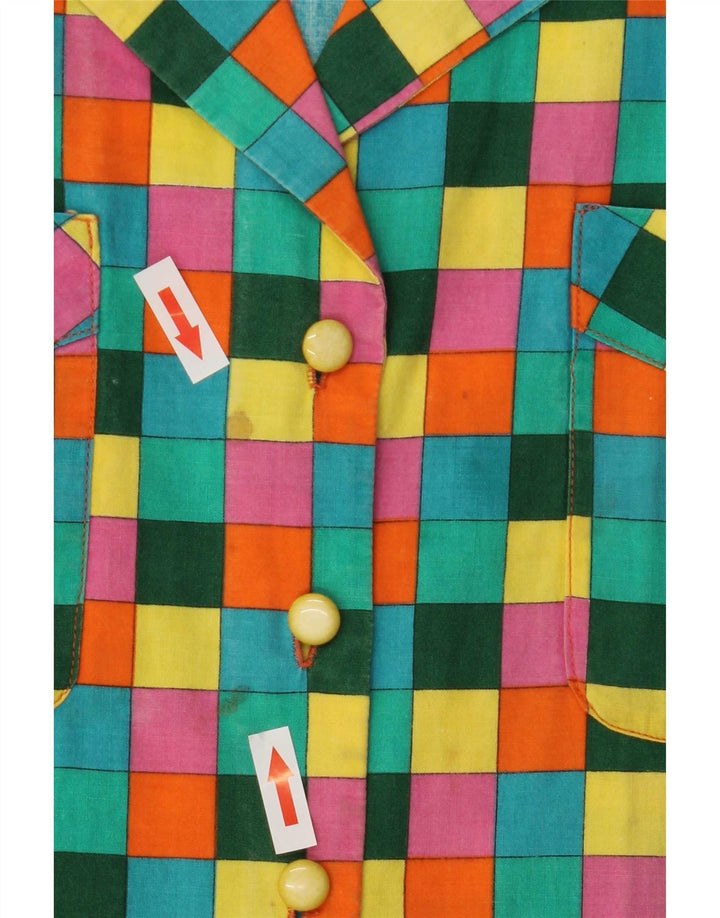 Vintage Womens Short Sleeve Shirt UK 16 Large Multicoloured Check