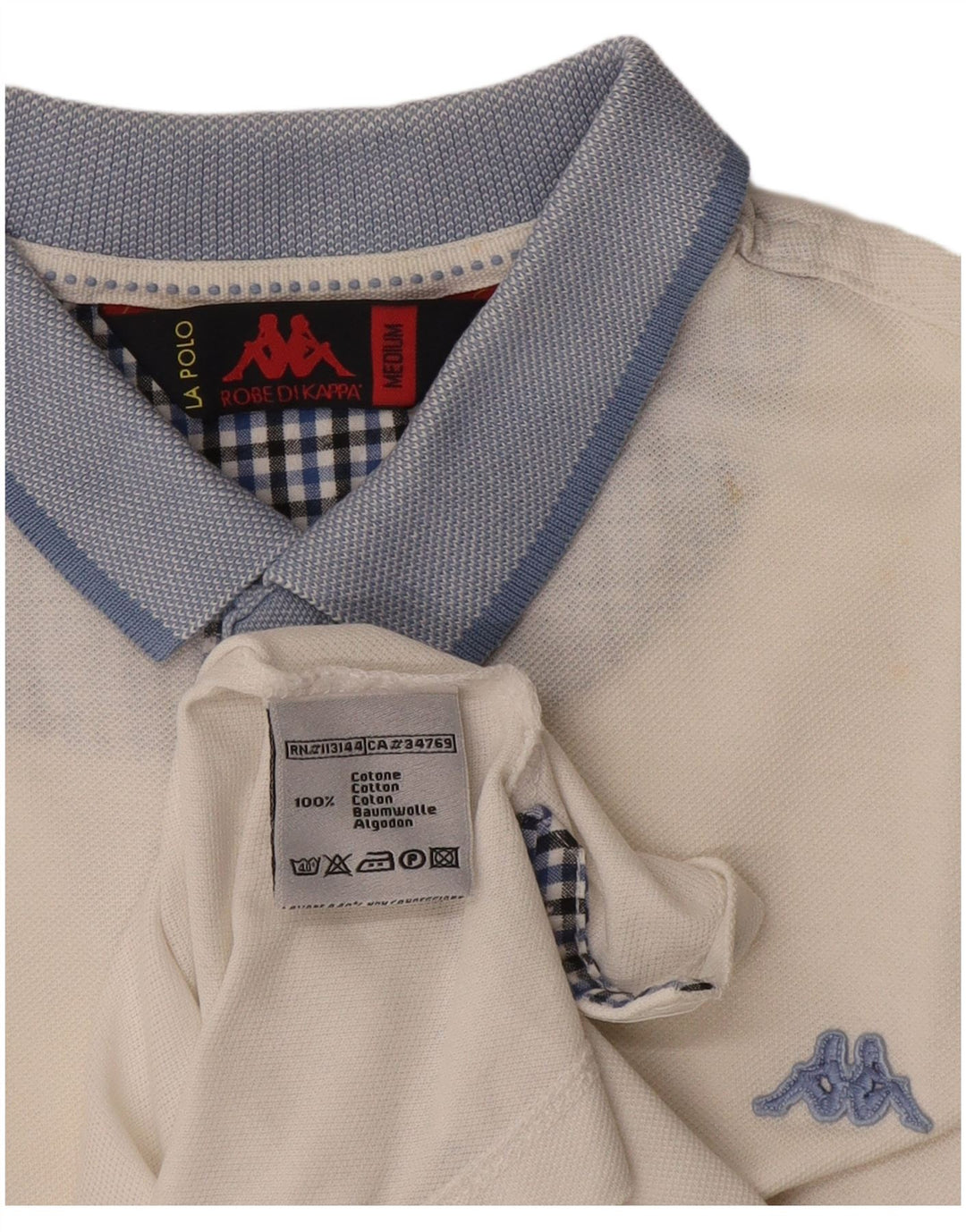 Kappa Mens Polo Shirt Medium White Colourblock Cotton