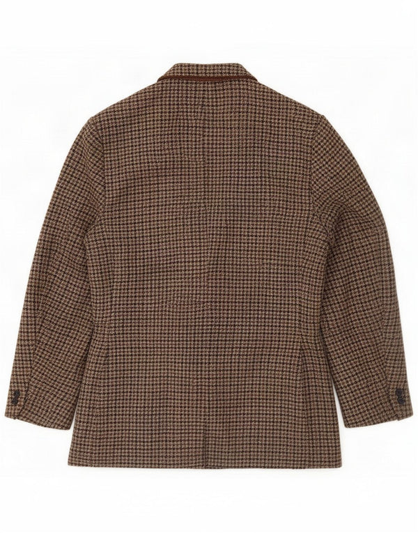 Jaqueta Blazer masculina de 2 botões St Michael Reino Unido 40 grande lã marrom Houndstooth