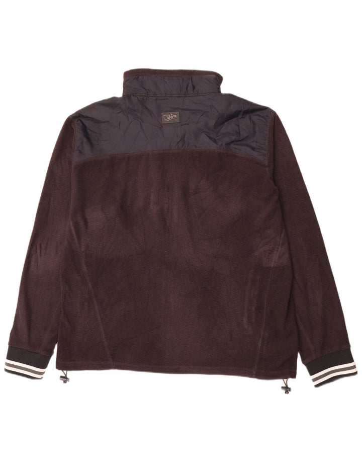 GAS Mens Fleece Jacket UK 44 2XL Brown Colourblock Polyester