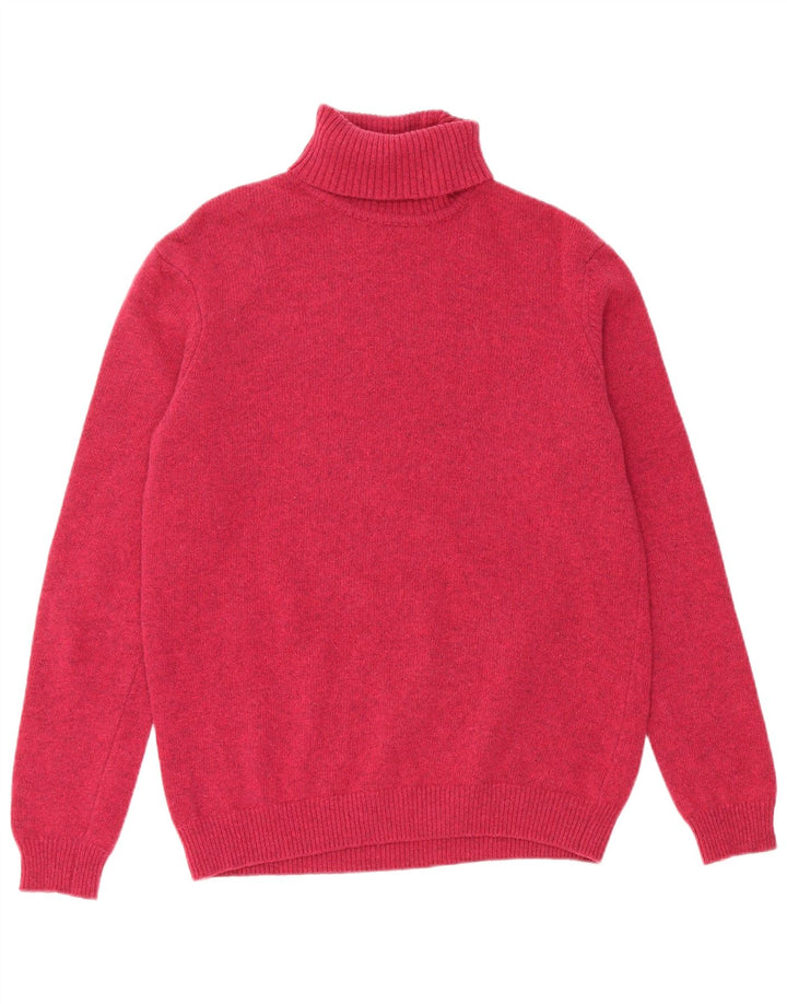 WoolOvers Womens Roll Neck Jumper Sweater UK 16 Large Pink New Wool