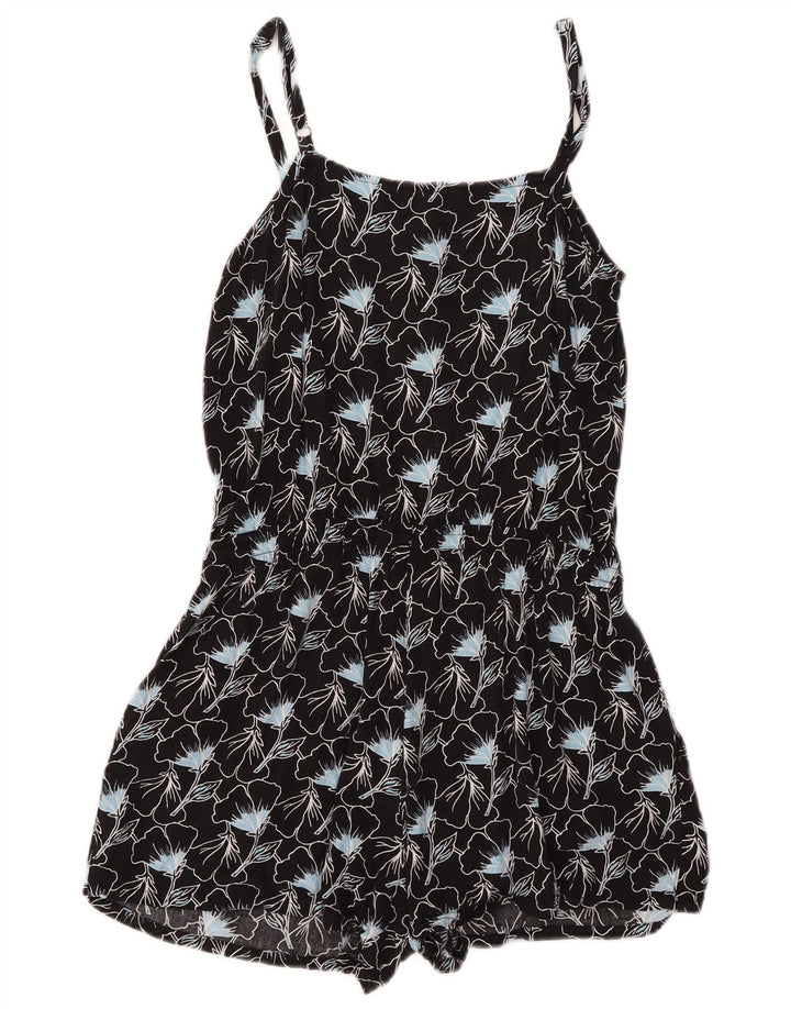 Levi's Womens Sleeveless Playsuit UK 10 Small Black Floral Viscose