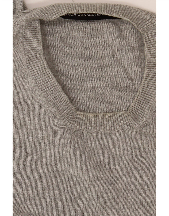FRENCH CONNECTION Mens Crew Neck Jumper Sweater Medium Grey Cotton