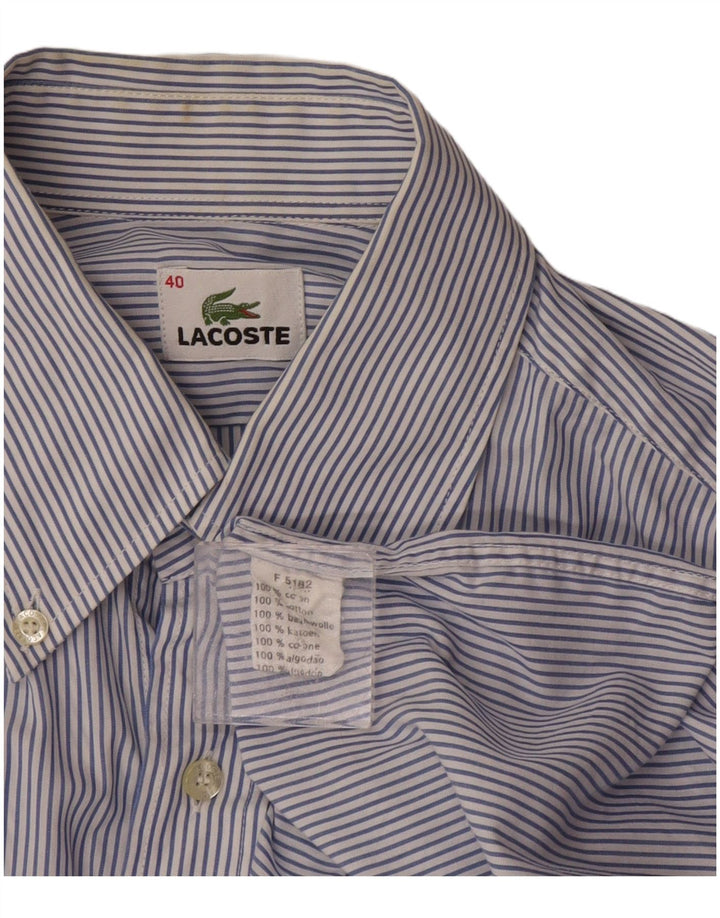 Lacoste Herrenhemd Größe 40 Mittelmarineblau gestreifte Baumwolle