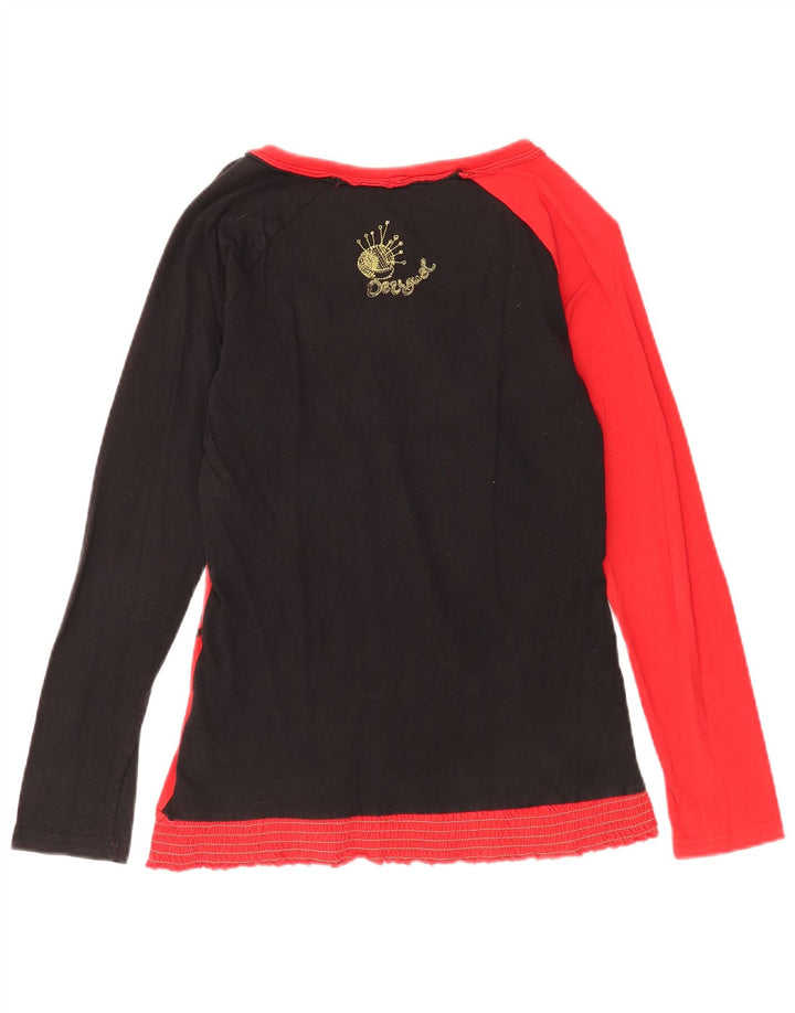 Desigual Womens Graphic Top Long Sleeve UK 12 Medium Red Floral