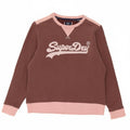 SUPERDRY Womens Oversized Sweatshirt Jumper UK 10 Small Brown Colourblock
