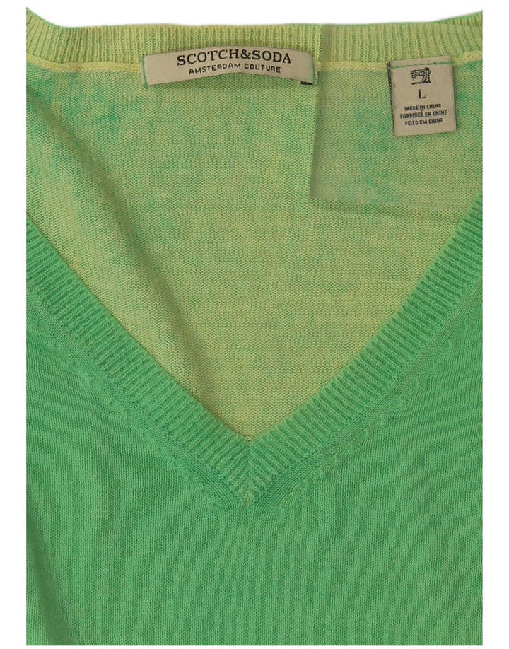 SCOTCH & SODA Mens V-Neck Jumper Sweater Large Green