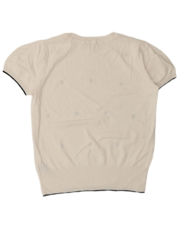 Oasis Suéter tipo jersey con cuello redondo para mujer UK 10 Small White Spotted