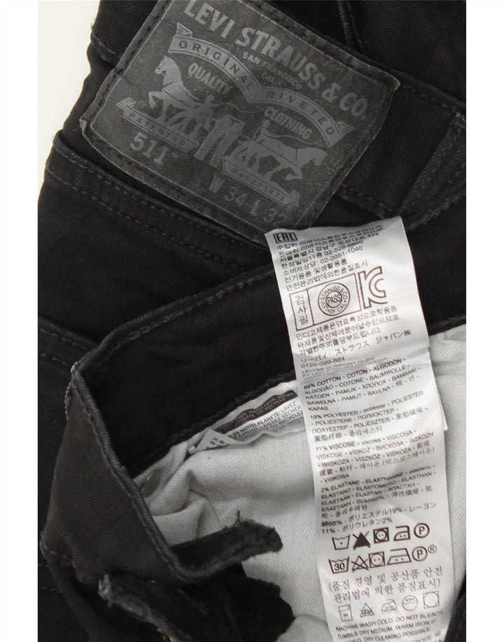 Мужские джинсы Levi's 511 Slim W34 L32, черный хлопок