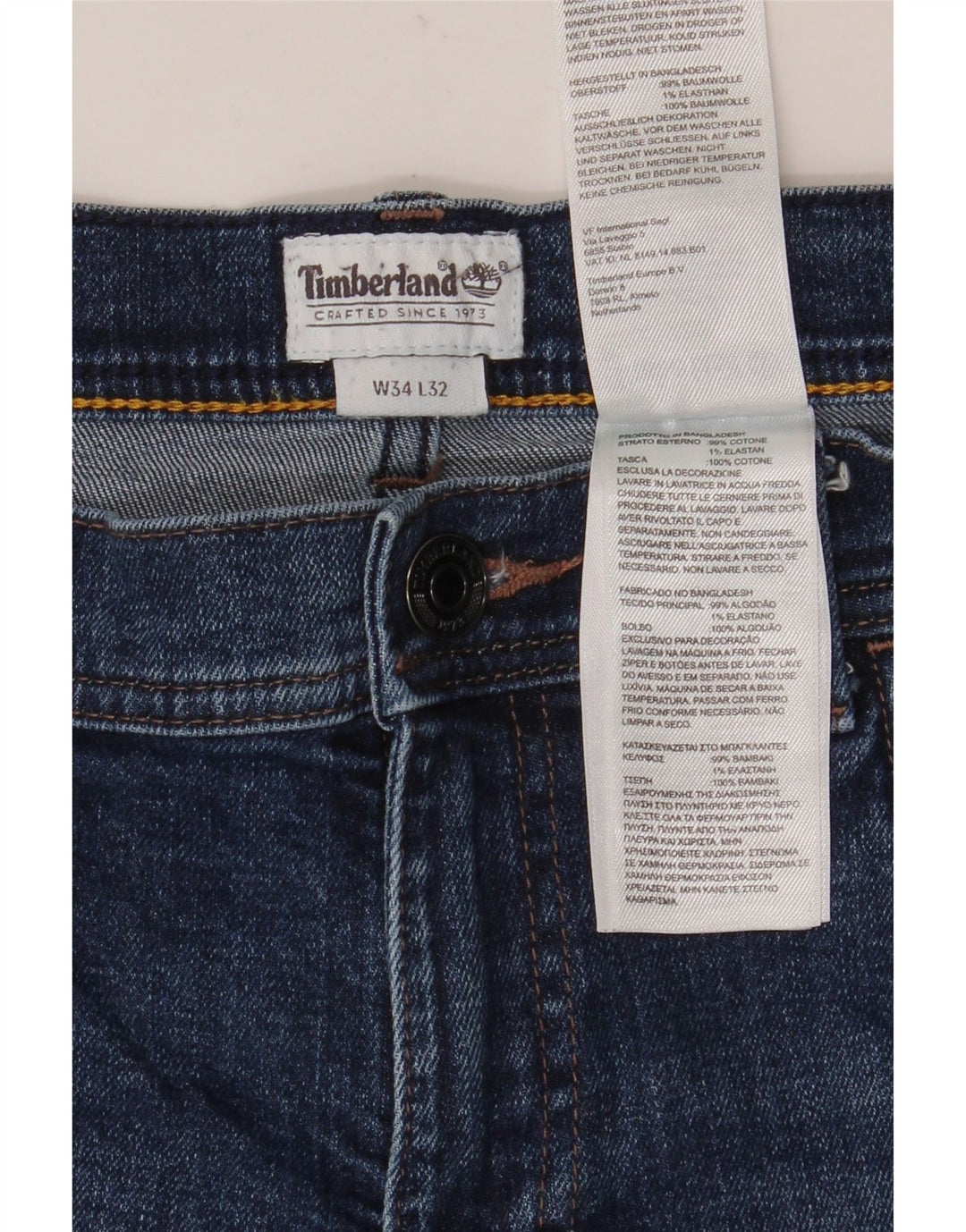 TIMBERLAND Mens Straight Jeans W34 L32 Blue Cotton