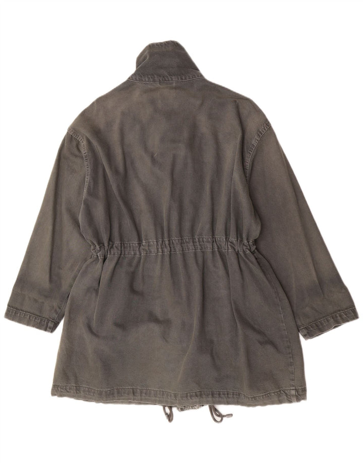 Cappotto in denim oversize da donna Zara UK 10 piccolo cotone grigio