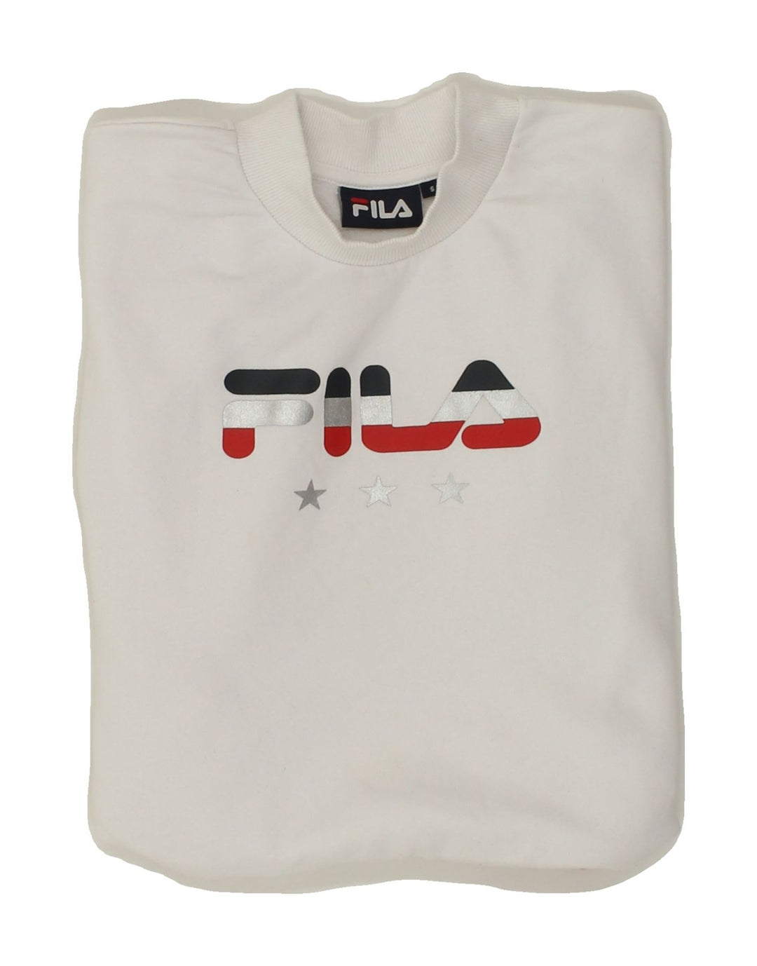 FILA Womens Graphic Sweatshirt Jumper UK 10 Small White Cotton Vintage Fila and Second-Hand Fila from Messina Hembry 