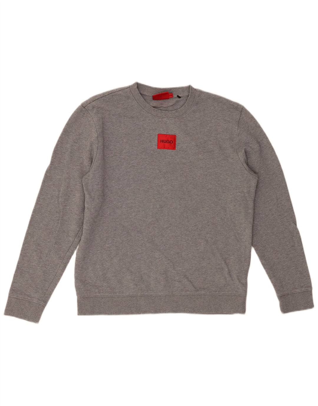 HUGO BOSS Womens Sweatshirt Jumper UK 14 Medium Grey Flecked Cotton