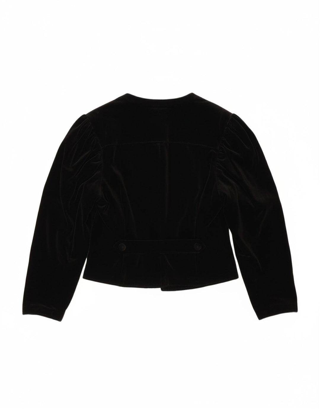 VINTAGE Womens Crop 2 Button Blazer Jacket EU 42 Large Black Cotton