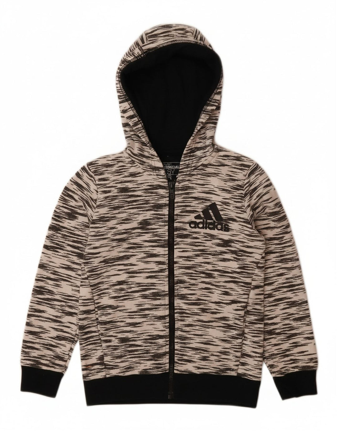 ADIDAS Boys Climalite Zip Hoodie Sweater 7-8 Years Grey Flecked Polyester