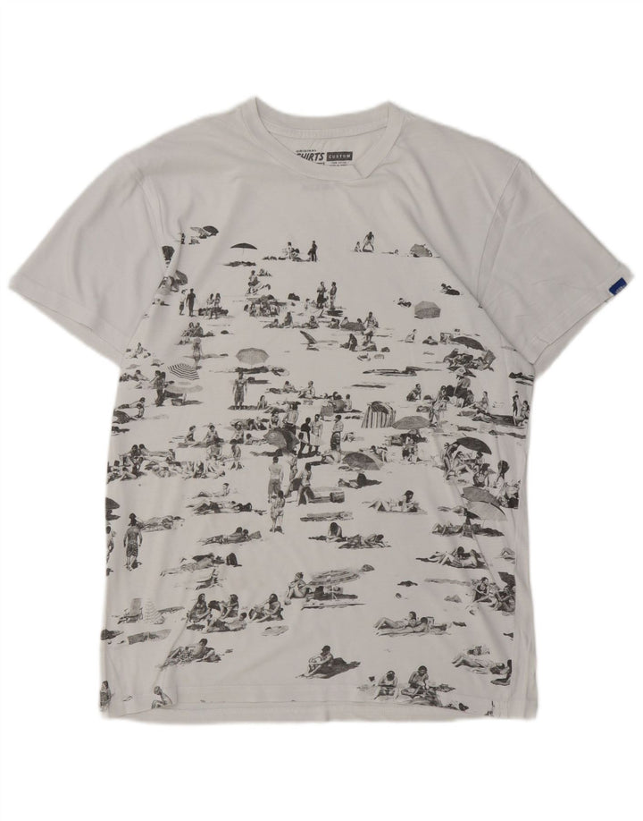 Vans Mens Custom Fit Graphic T-Shirt Top Medium White Cotton