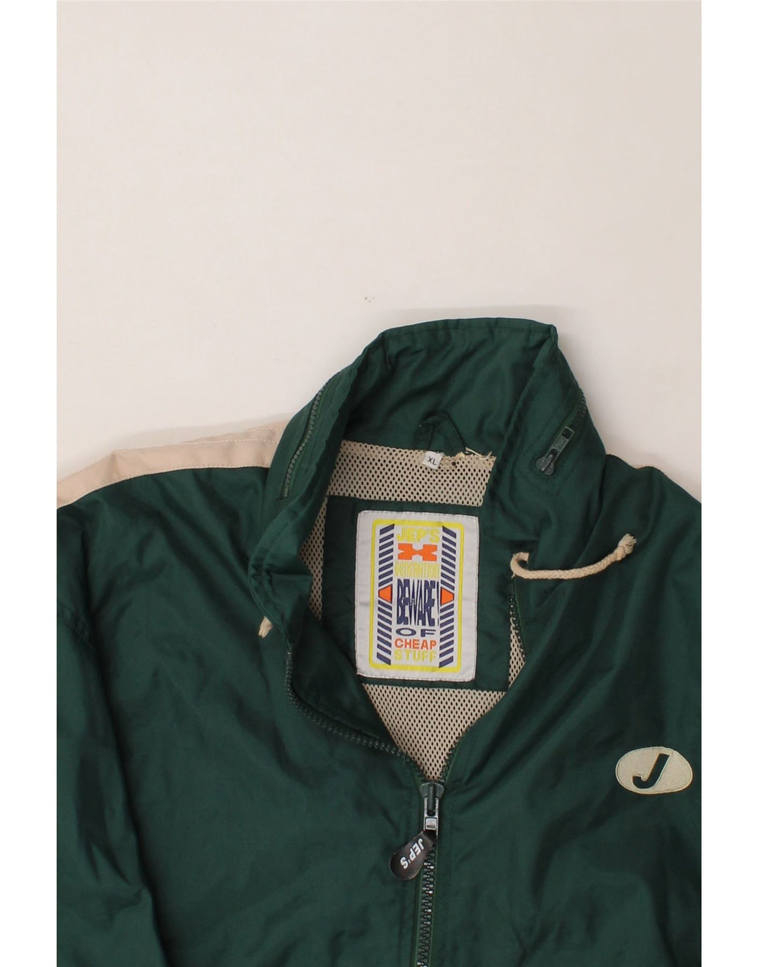 JEP'S Mens Graphic Raincoat UK 42 XL Green Colourblock Polyamide Vintage Jep's and Second-Hand Jep's from Messina Hembry 