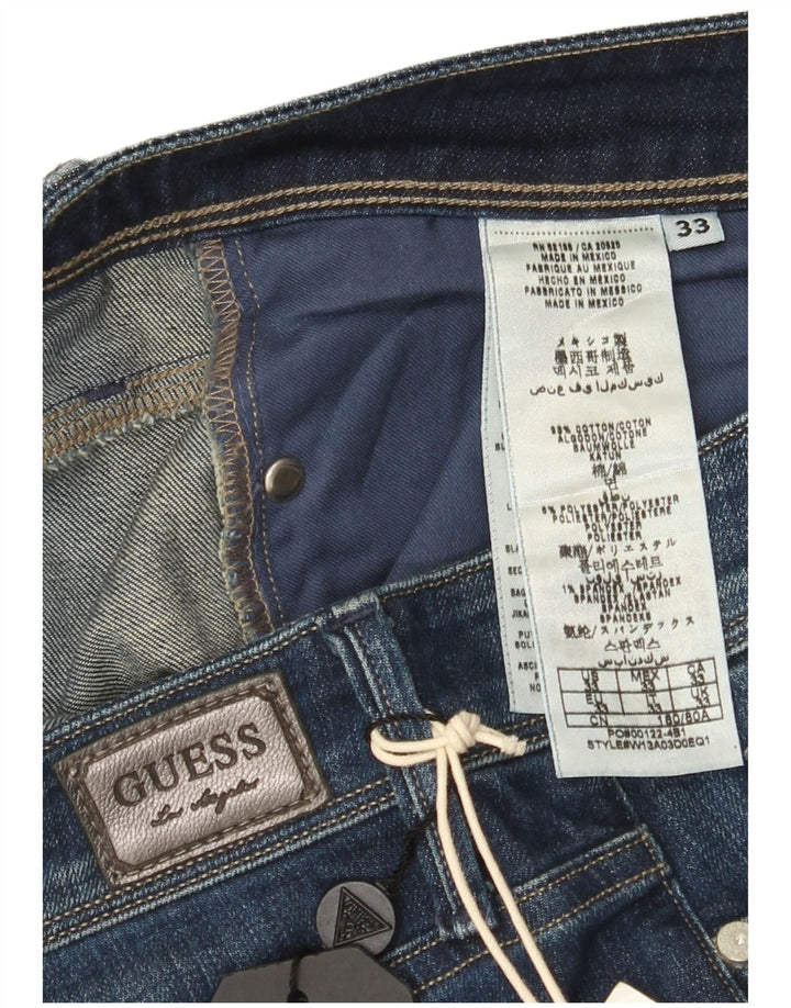 Guess Womens Regular Fit Straight Jeans W33 L34 Blue Cotton