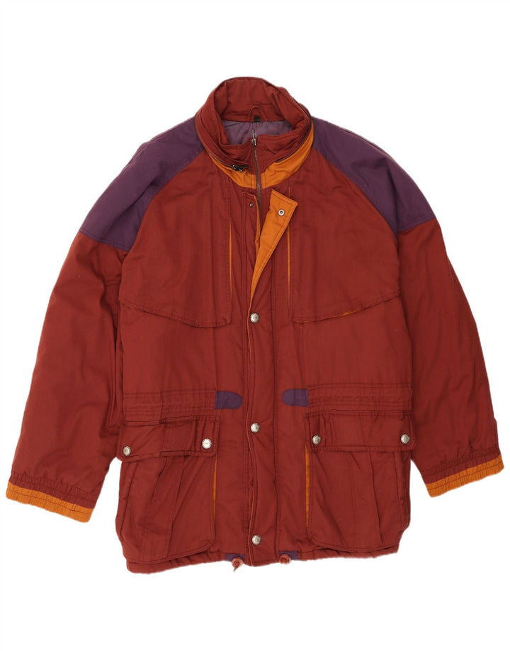 Vintage Mens Windbreaker Jacket UK 42 XL Maroon Colourblock