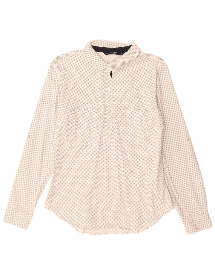 Zara Dame Pullover Shirt UK 14 Large White Spotted