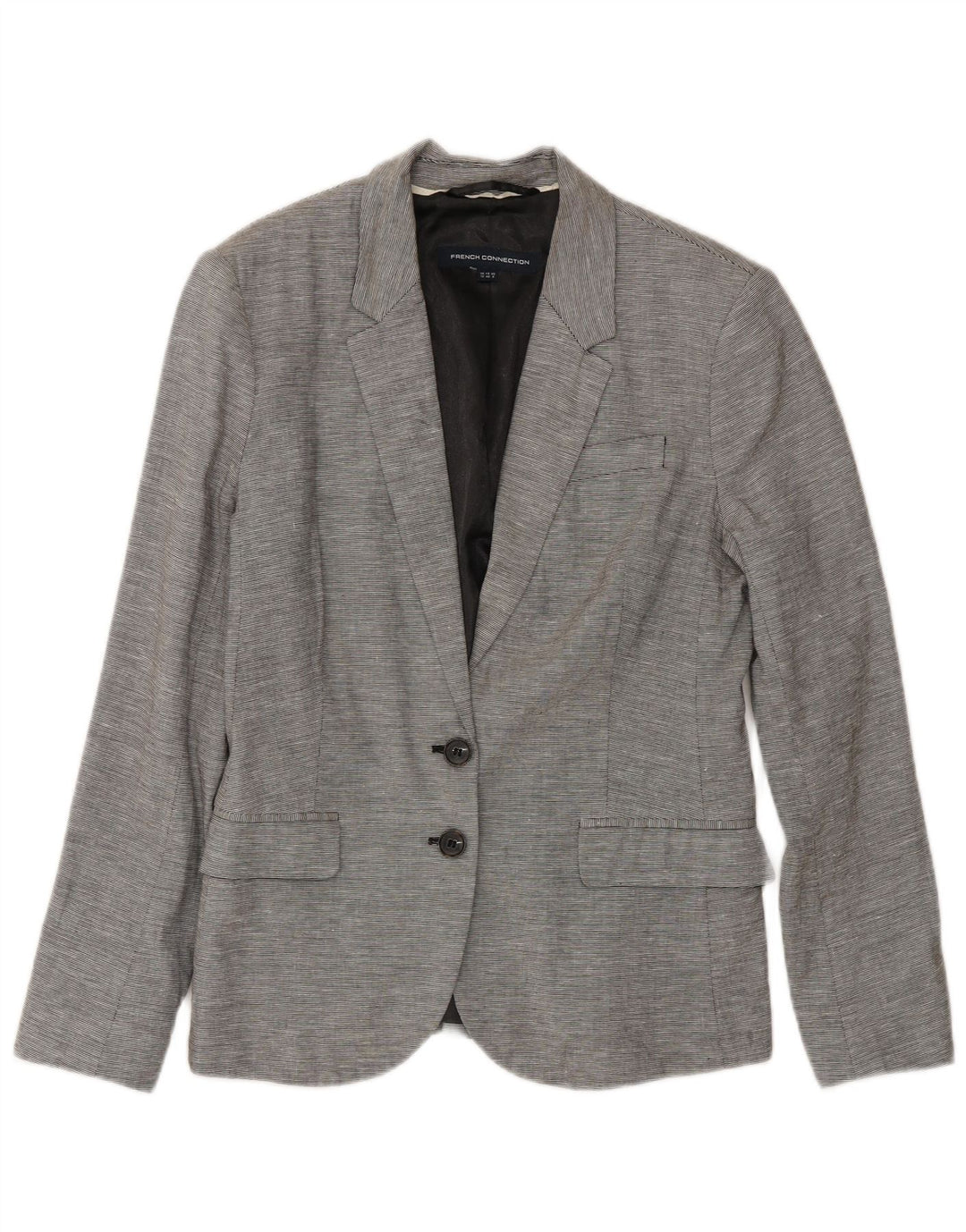 French Connection Womens 2 Button Blazer Jacket UK 12 Medium Grey Pinstripe