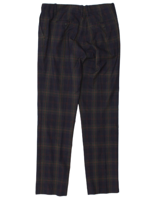 Incotex Womens Straight Chino Trousers IT 44 Medium W30 L30 Navy Blue Check