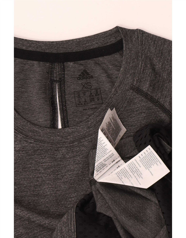 Adidas Womens Top Long Sleeve UK 4/6 XS Grey Colourblock Polyester
