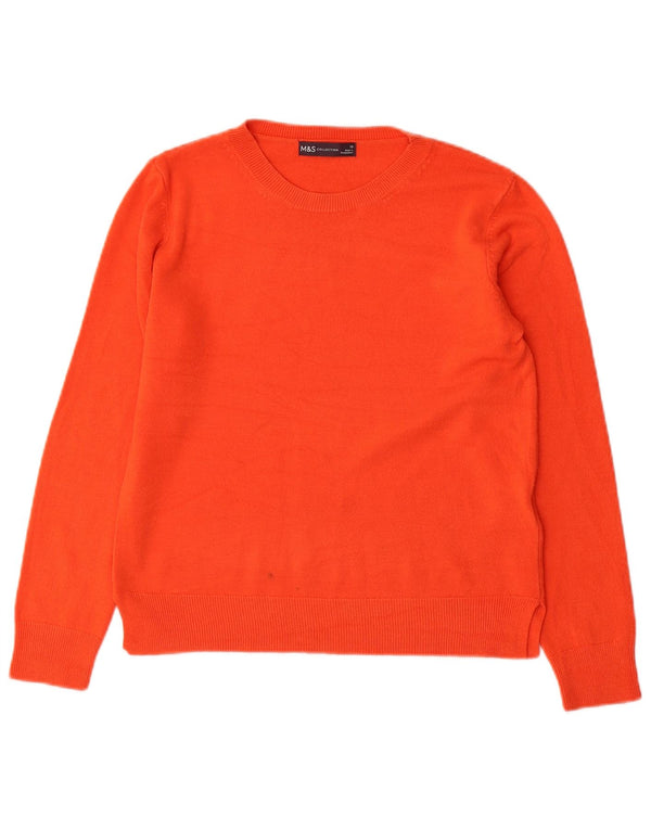Maglione maglione con scollo a barca da donna Marks & Spencer UK 10 piccolo acrilico arancione