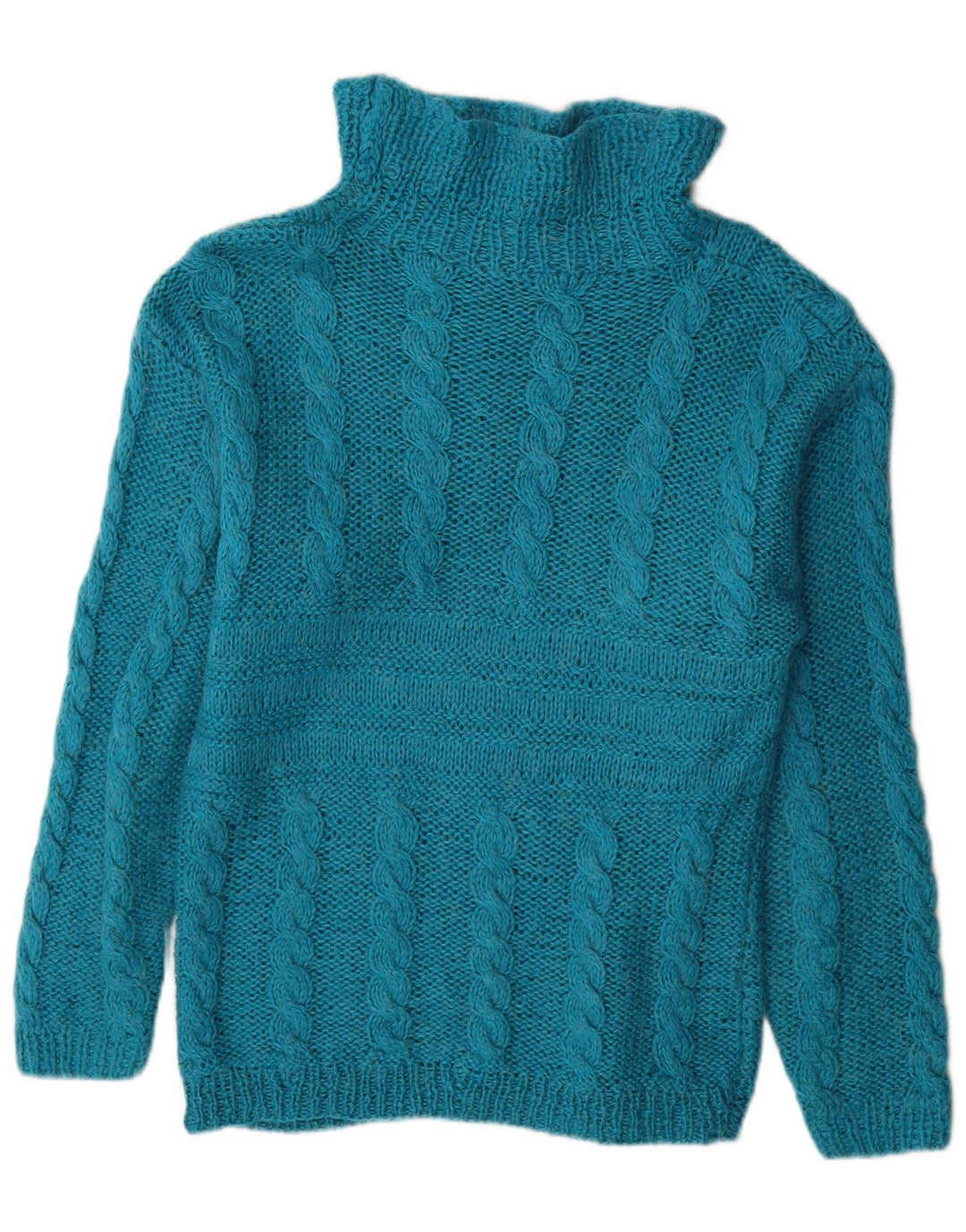 Vintage Womens Turtle Neck Jumper Sweater UK 16 Large Blue