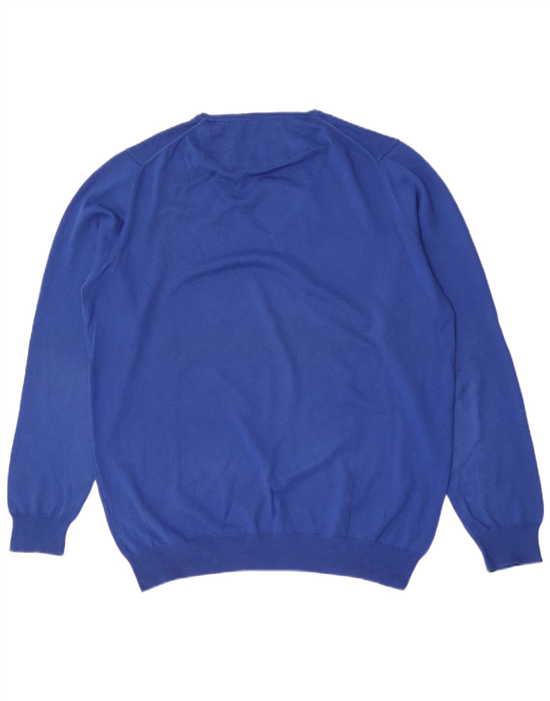 Zara Mens V-Neck Jumper Sweater XL Blue Cotton