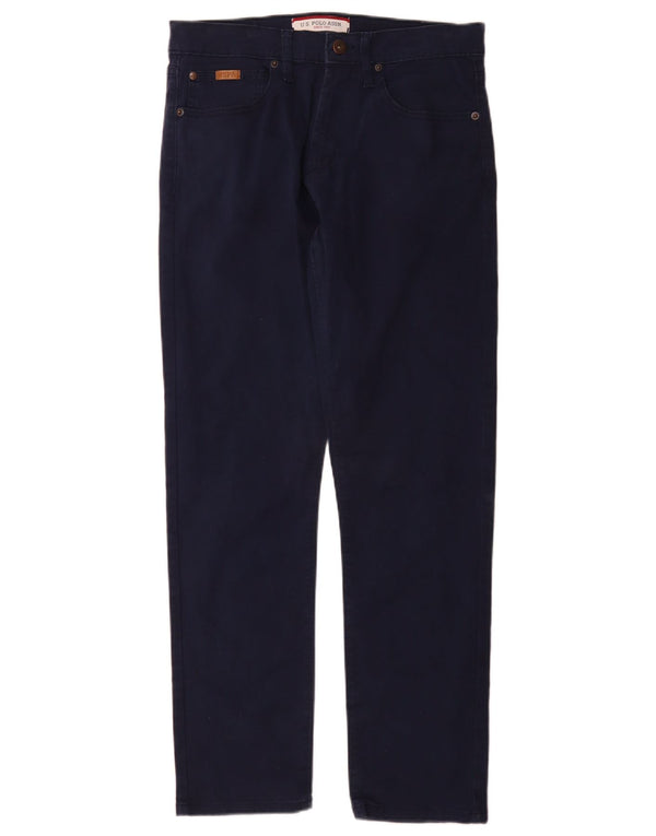 U.S. Polo Assn. Mens Slim Fit Casual Trousers W32 L30 Navy Blue Cotton