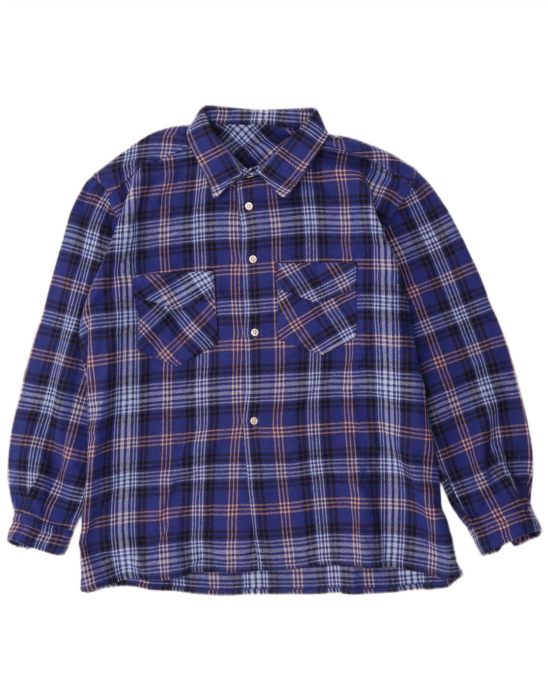 Vintage Mens Flannel Shirt XL Blue Check